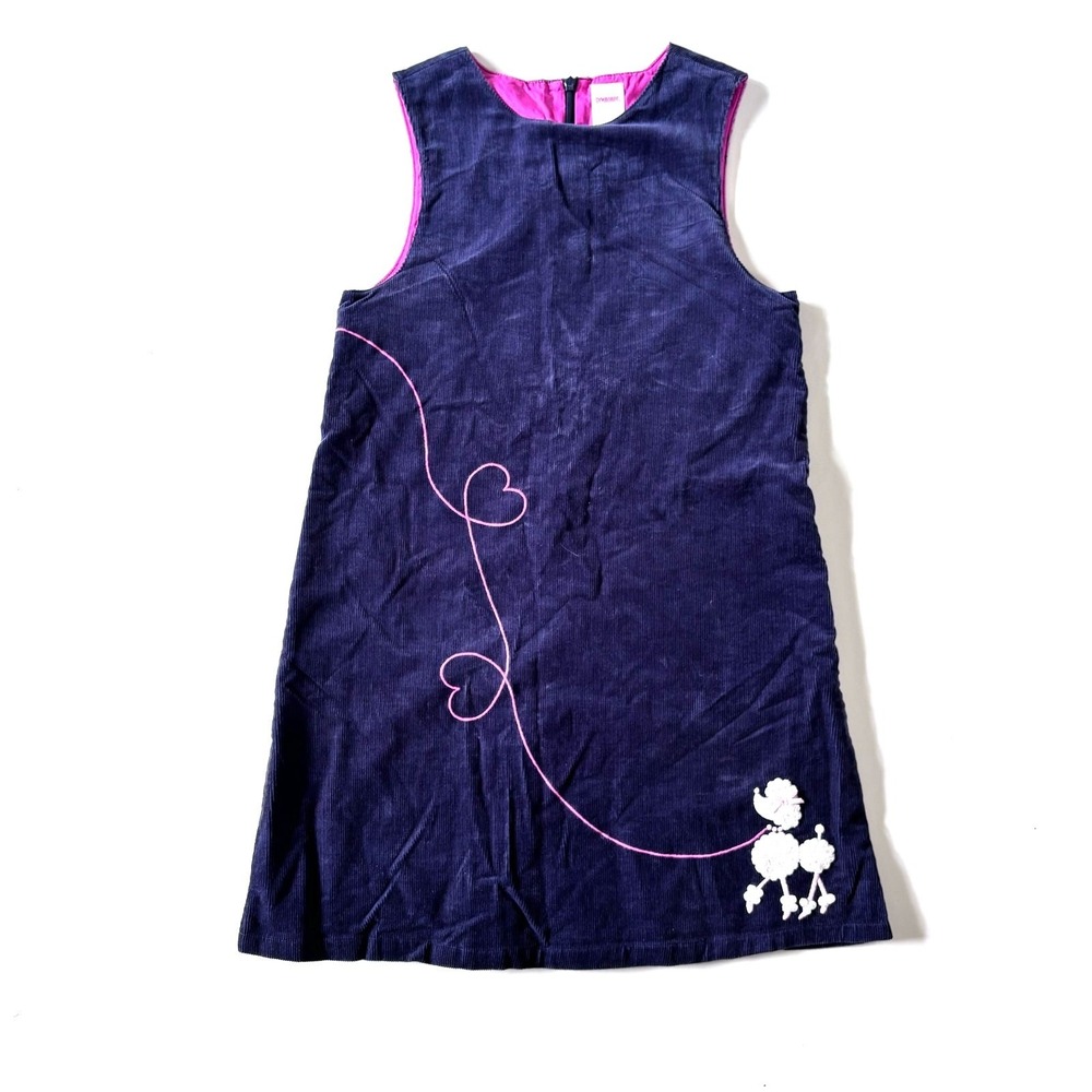 Gymboree‎ Girls Jumper Dress Size 9 Blue Corduroy Sequin Poodle